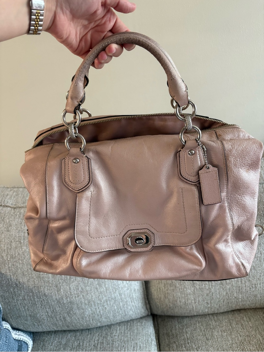 Coach Leather Satchel - Dusty Rose